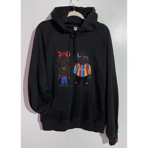 ilthy Hoodie Mens Medium Black Tupac Notorious BIG Biggie Embroidery 90s Y2K